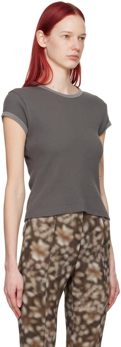 Acne Studios レディース ブラック グレー ガーメントダイ T