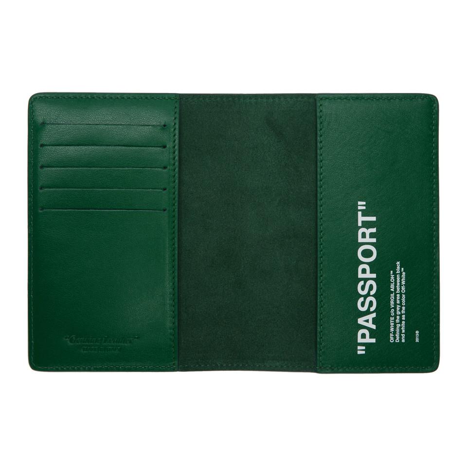 Off-White c/o Virgil Abloh Leather Green Quote Passport Holder for Off-White c/o Virgil Abloh Leather Green Quote Passport Holder for