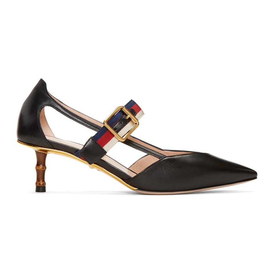 Gucci Leather Black Unia Bamboo Heels Lyst