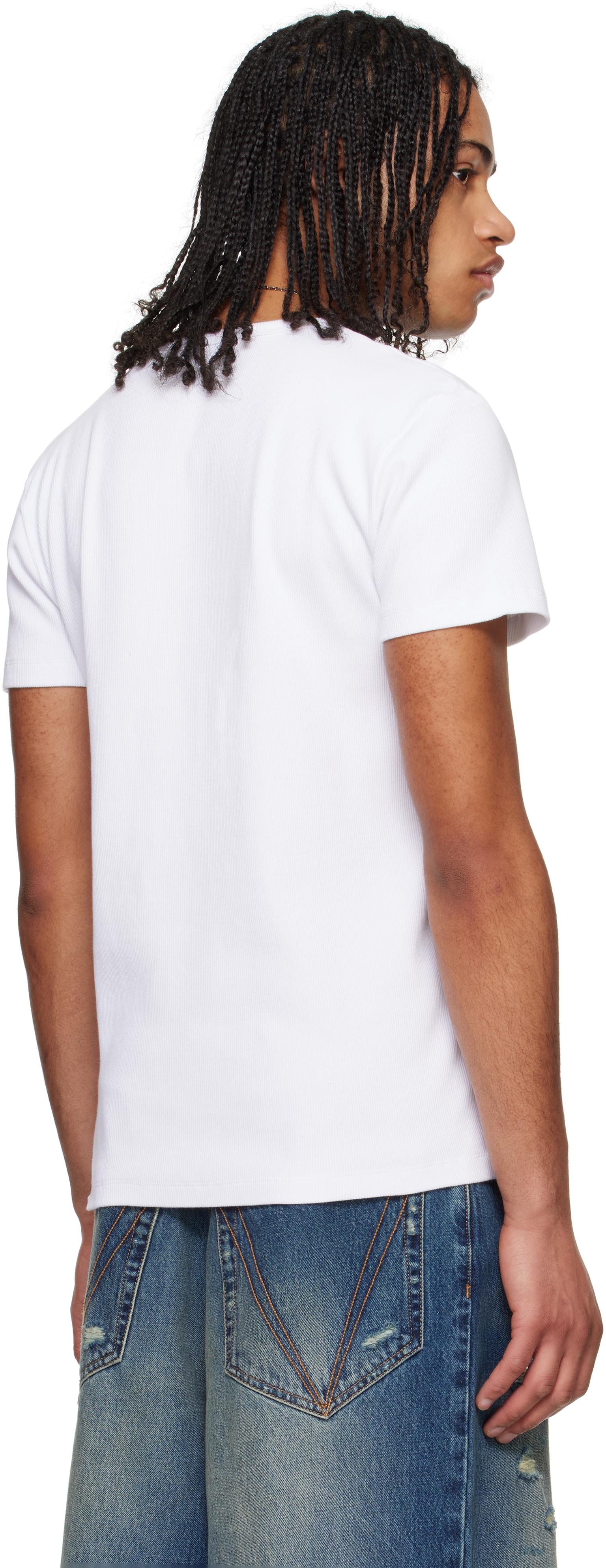 OFF-WHITE ホワイト Off Stamp シェイプド リブTシャツ メンズ Off-White c/o Virgil Abloh ホワイト Off Stamp