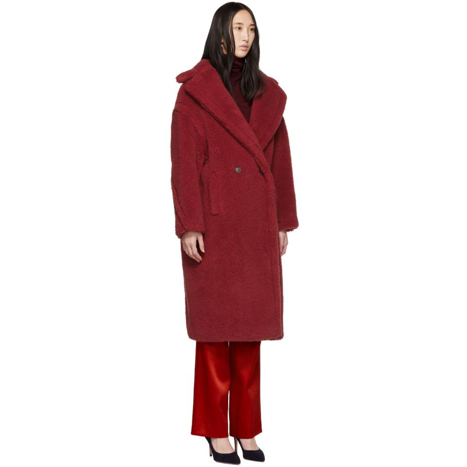 Max Mara Silk Teddy Coat in Red - Lyst