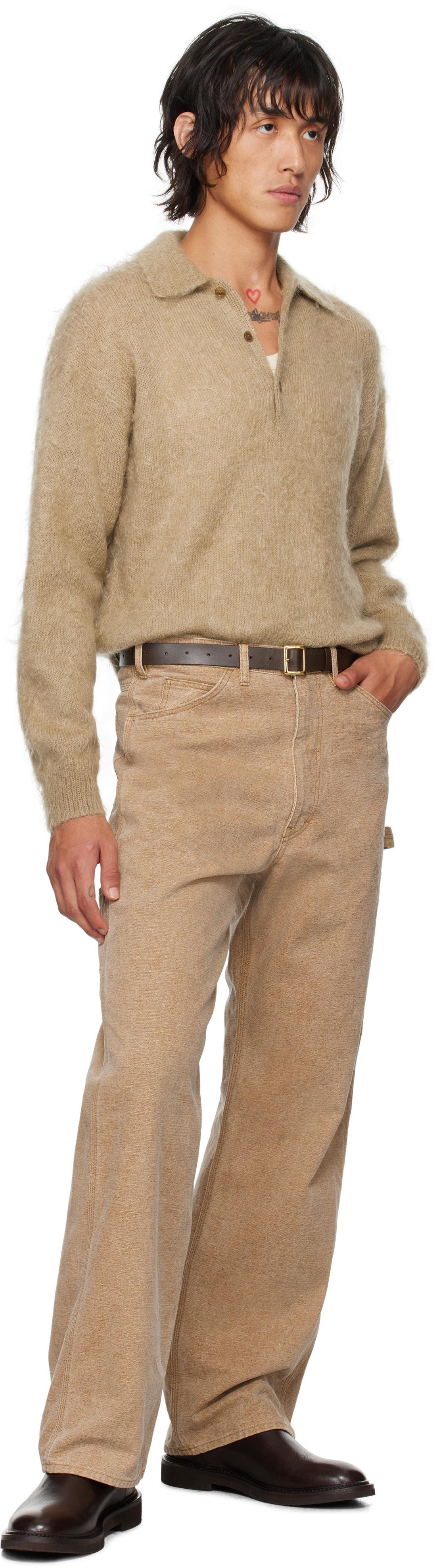 AURALEE Tan Washed Organic Canvas Trousers in Natural for Men | Lyst
