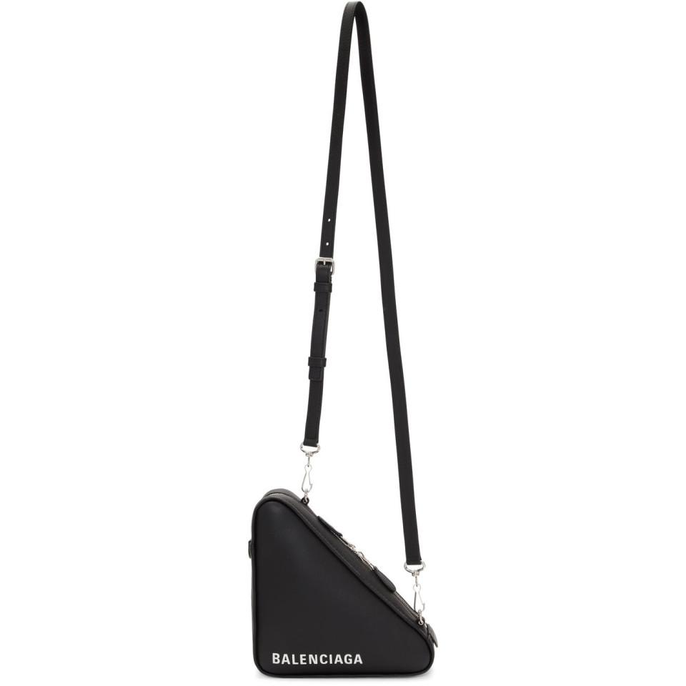 Balenciaga Black Triangle Pouch Strap Bag