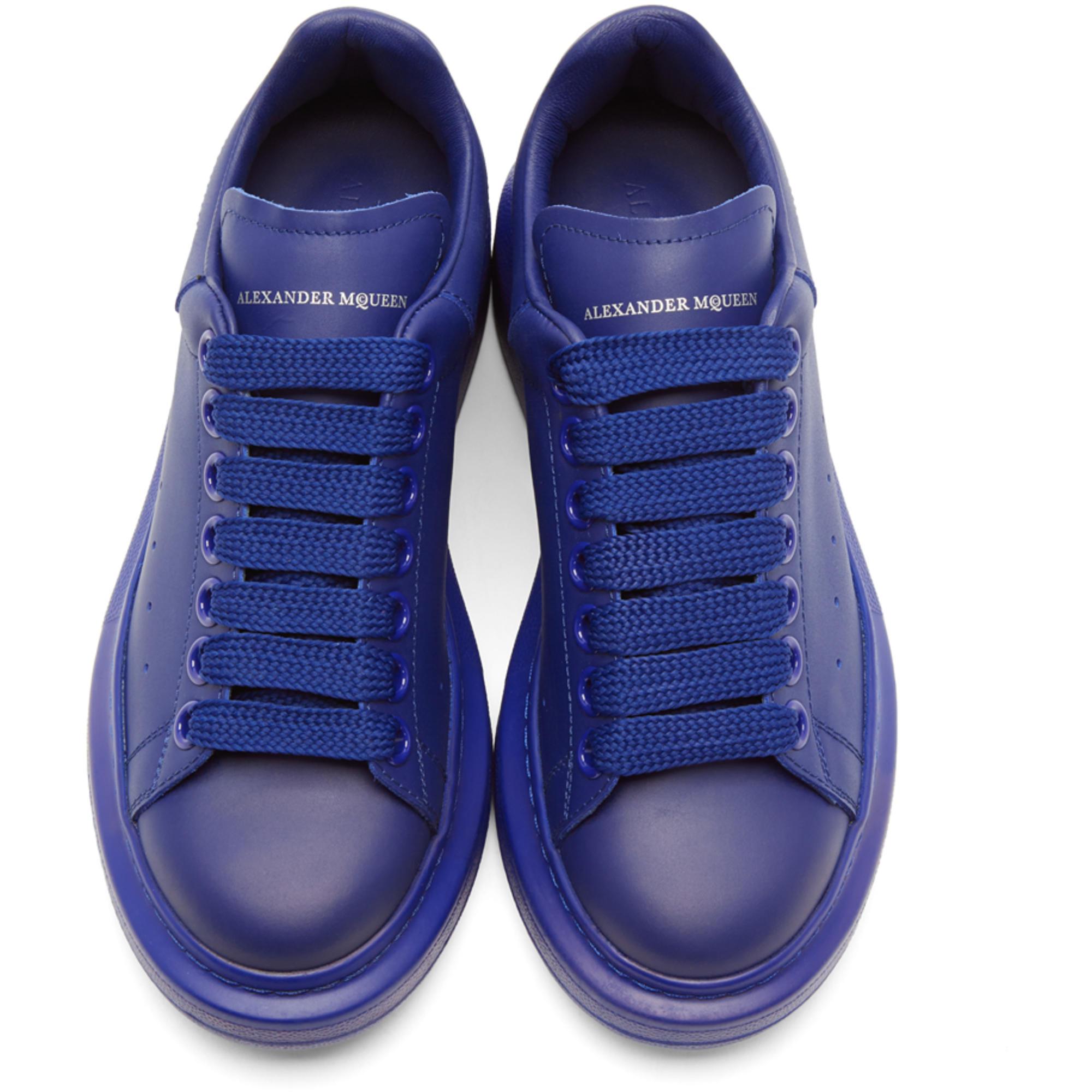 Alexander McQueen Leather Blue Oversized Sneakers - Lyst