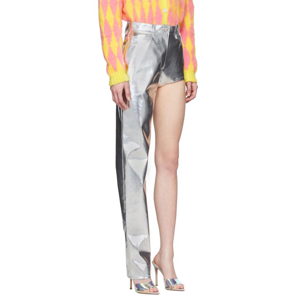 Pushbutton Ssense Exclusive Silver One-leg Trousers in Metallic