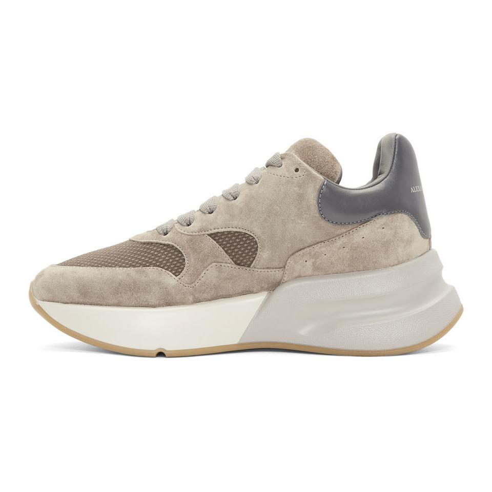 Alexander McQueen Men's Oversized Suede Sneakers - Beige - Size 10