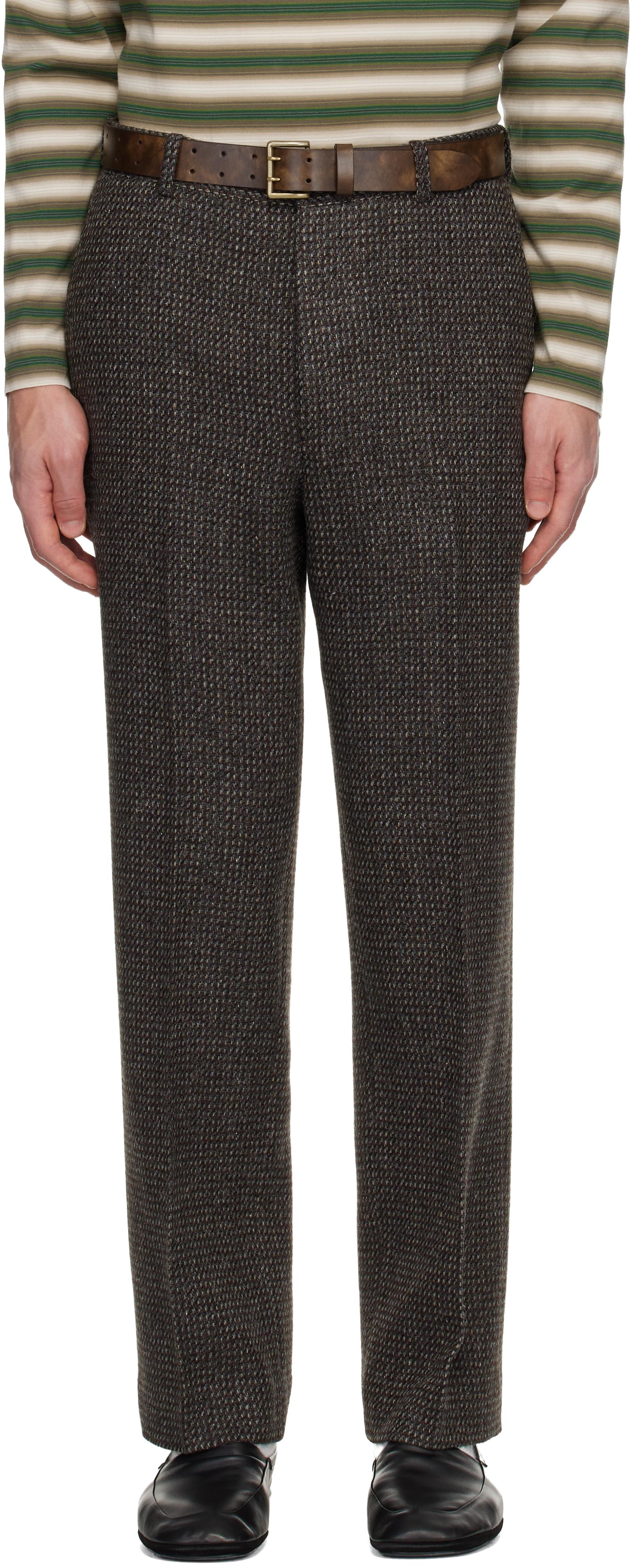 AURALEE Alpaca Wool Silk Tweed Trousers in Black for Men | Lyst