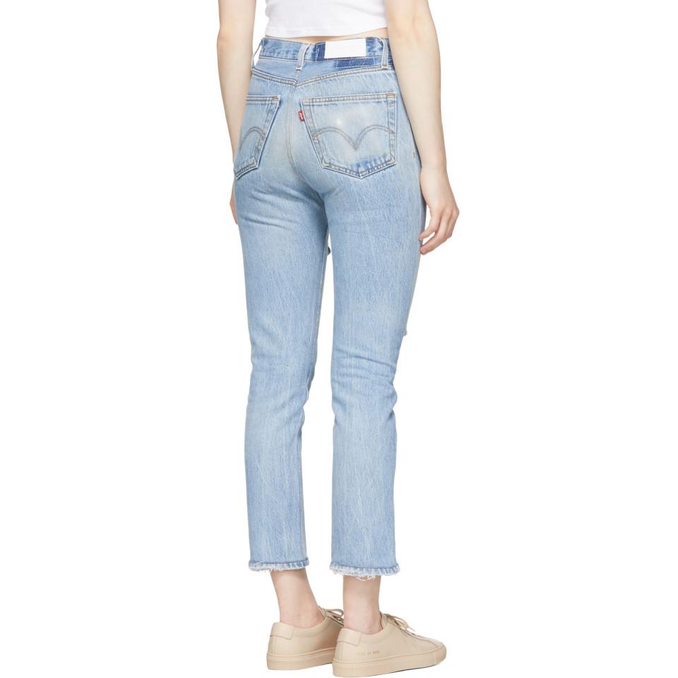 RE/DONE Indigo Edition High-rise Ankle Crop Jeans in Blue | Lyst