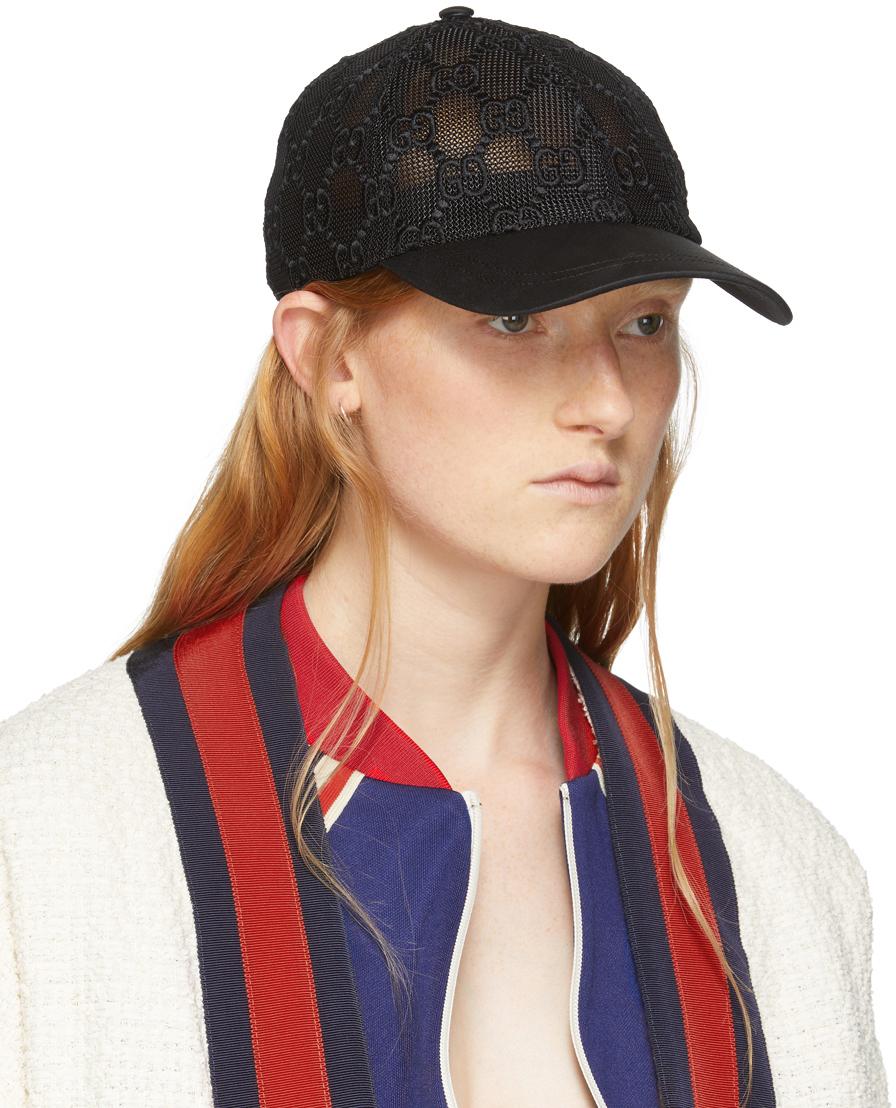 Gucci Black Lace Monogram Baseball Cap Gucci Mesh GG Monogram Shivali Baseball Hat M Black 1874408  main image 3