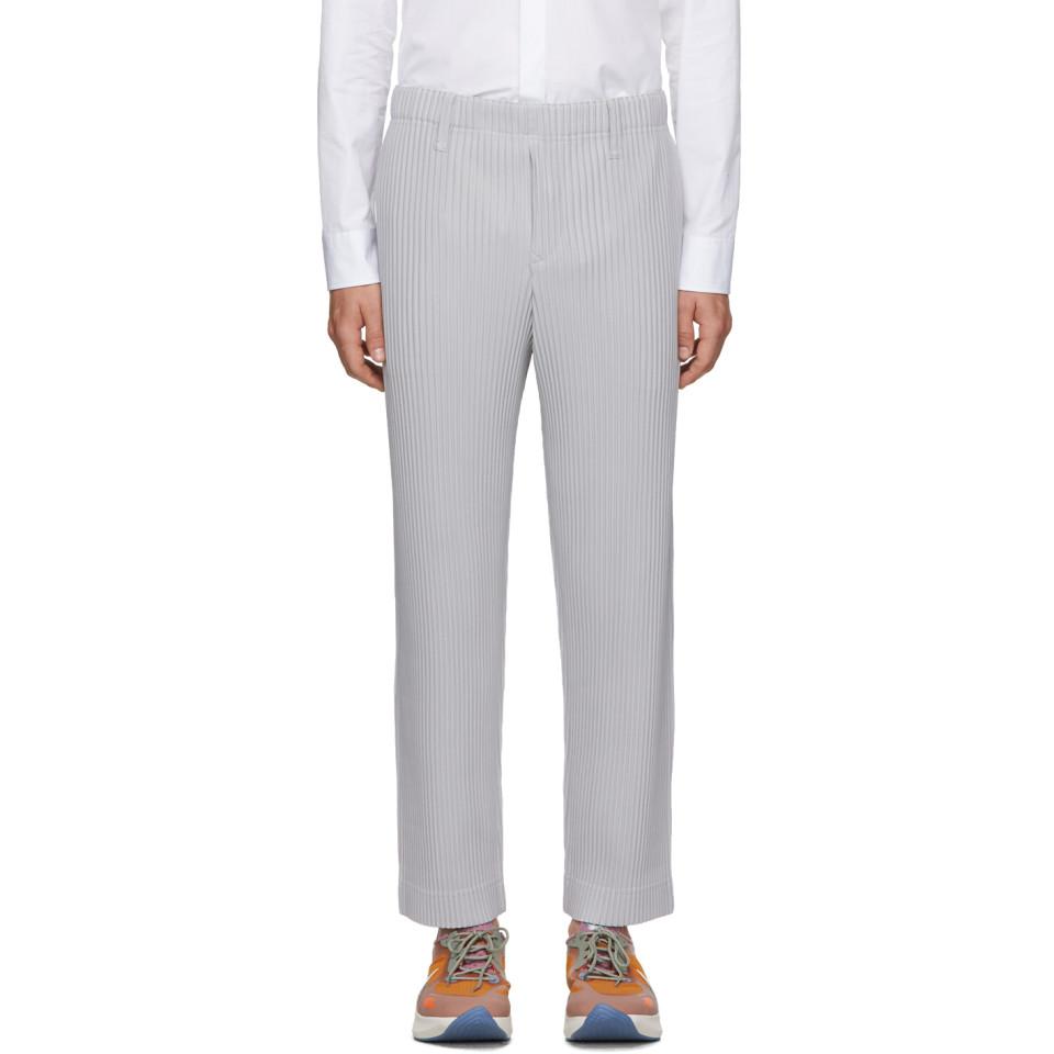 Homme Plissé Issey Miyake Grey Basics Trousers in Gray for Men - Save ...