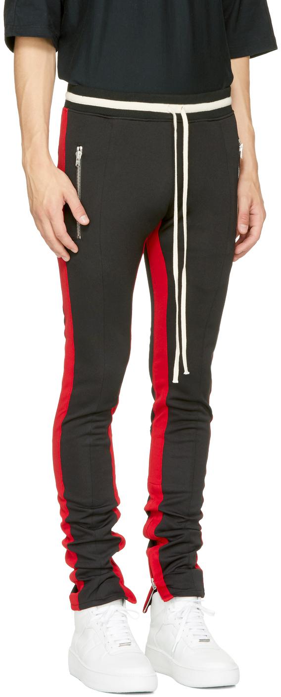 fear of god track pants black red