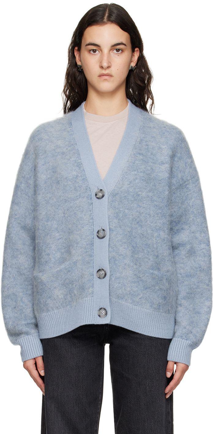 Acne Studios Blue Fluffy Cardigan in Gray Lyst