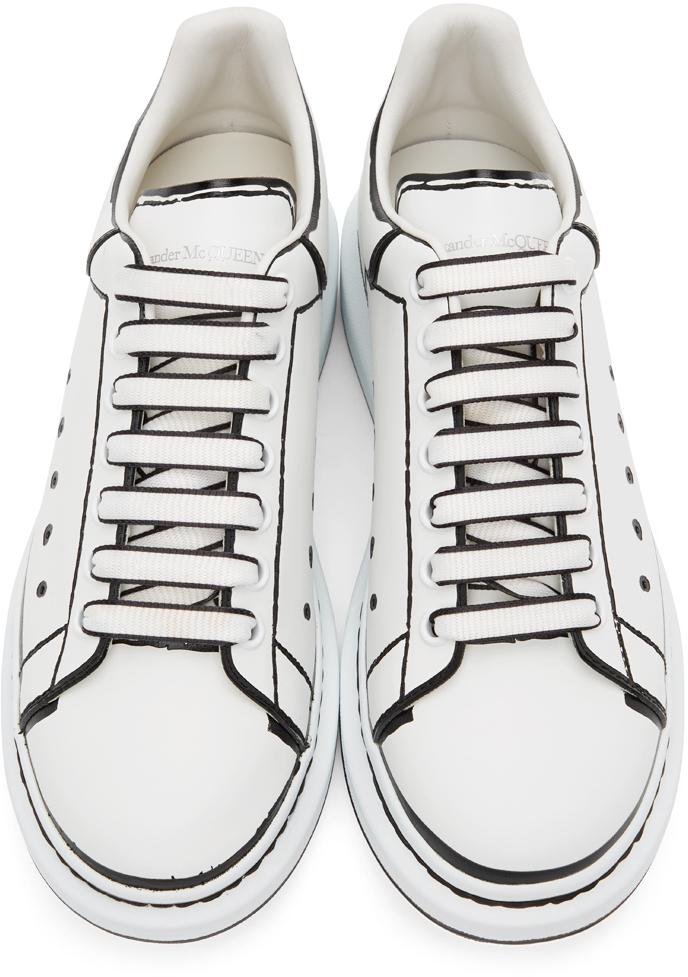 Alexander McQueen Leather White & Black Outline Oversized Sneakers for Men  - Lyst