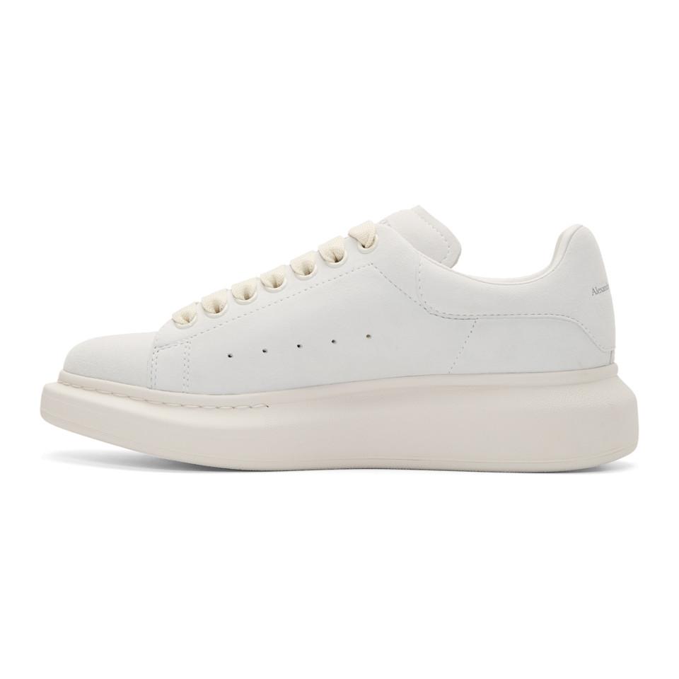 Alexander McQueen Grey Suede Oversized Sneakers in Ivory (White) - Lyst