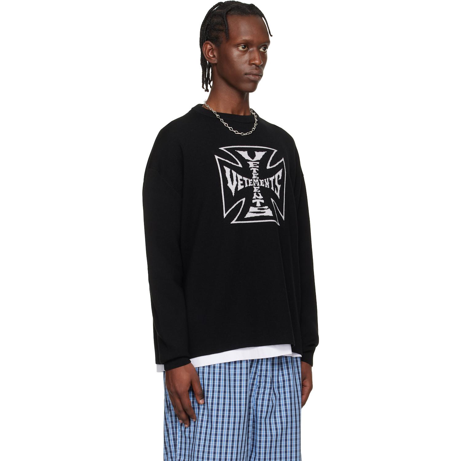 トップス VETEMENTS 23AW L DOUBLE LOGO SWEATER Vetements Double Biker Cross Logo Sweater in Black for Men | Lyst