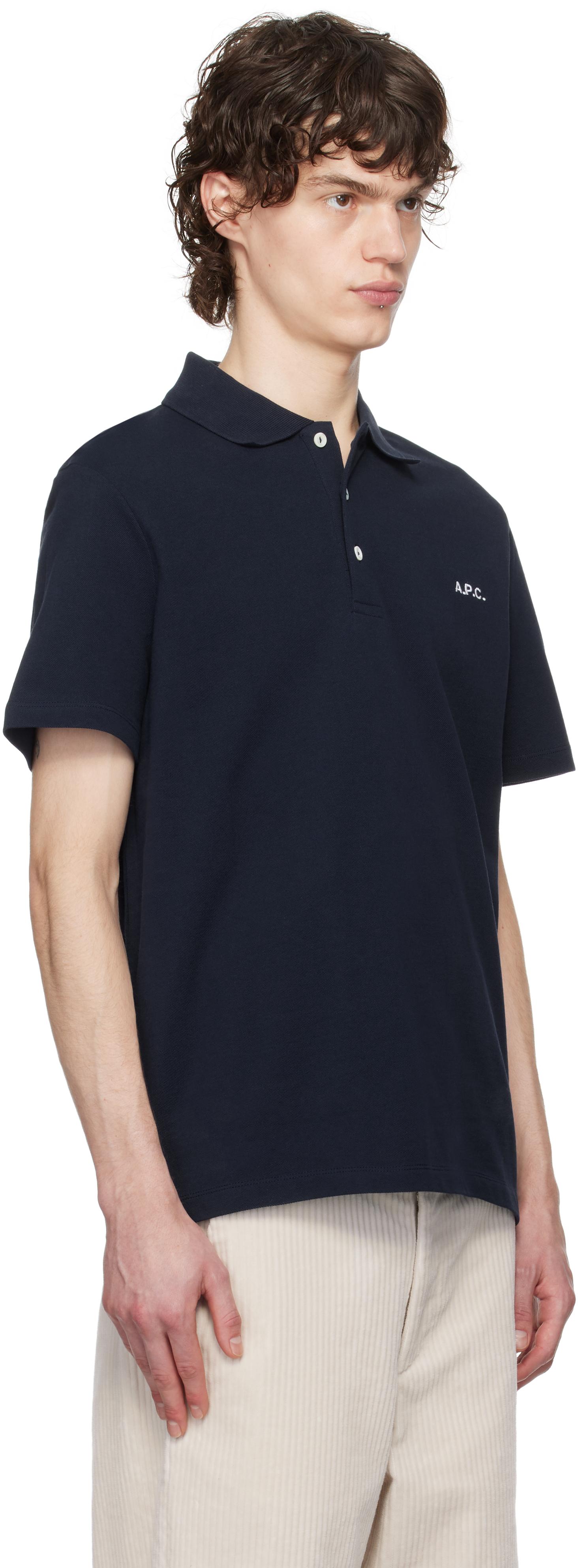 【関税込み】A.P.C. ネイビー Jerry ポロシャツ Jerry polo shirt - Knit polo in Italian Merino wool - A.P.C.