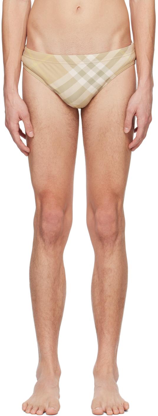 Burberry Tan Check Swim Briefs in Natural for Men Lyst UK