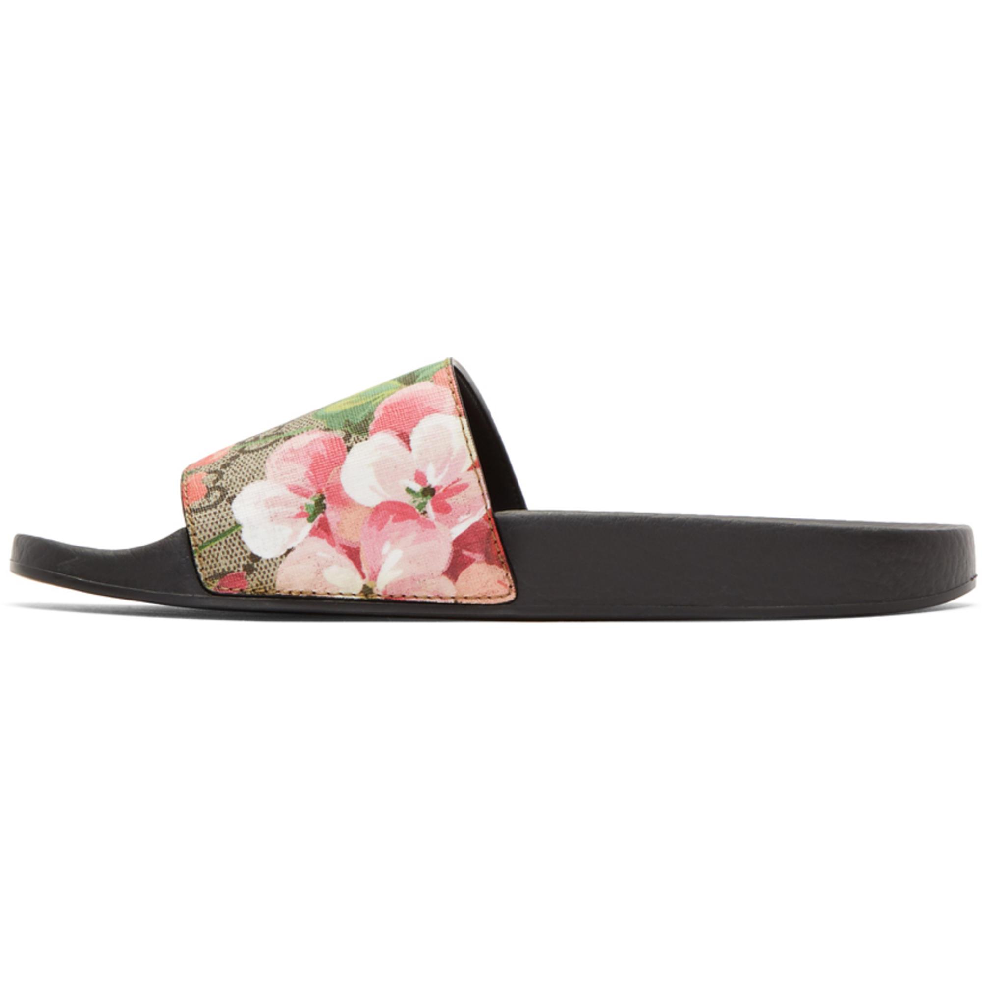 gucci floral flip flops