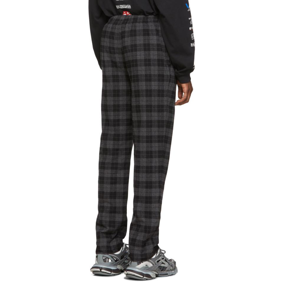 Balenciaga Grey And Black Check Flannel Trousers for Men | Lyst