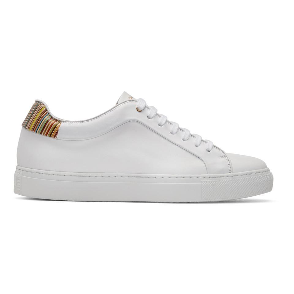 Paul Smith Leather White Multistripe Basso Sneakers for Men - Lyst