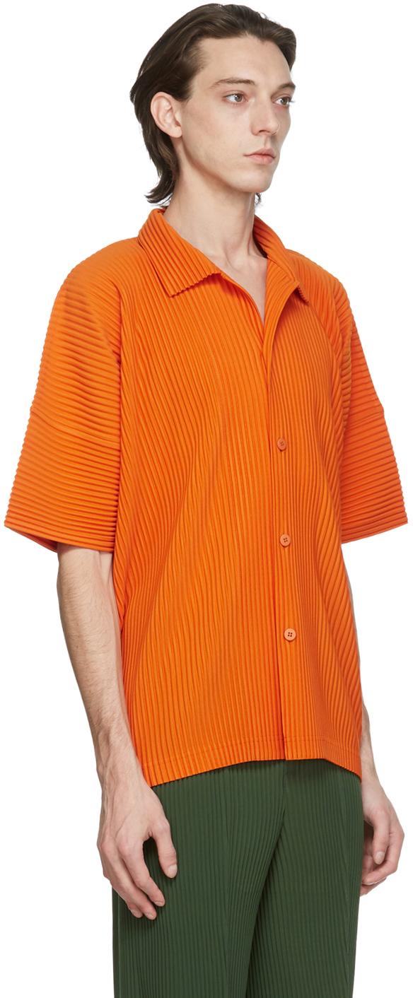 Homme Plissé Issey Miyake Orange Mc July Short Sleeve Shirt for Men | Lyst