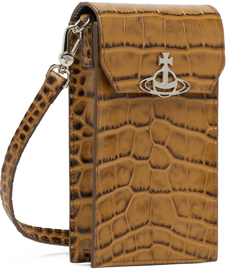 Vivienne Westwood Tan Crocodile Phone Pouch in Metallic for Men 