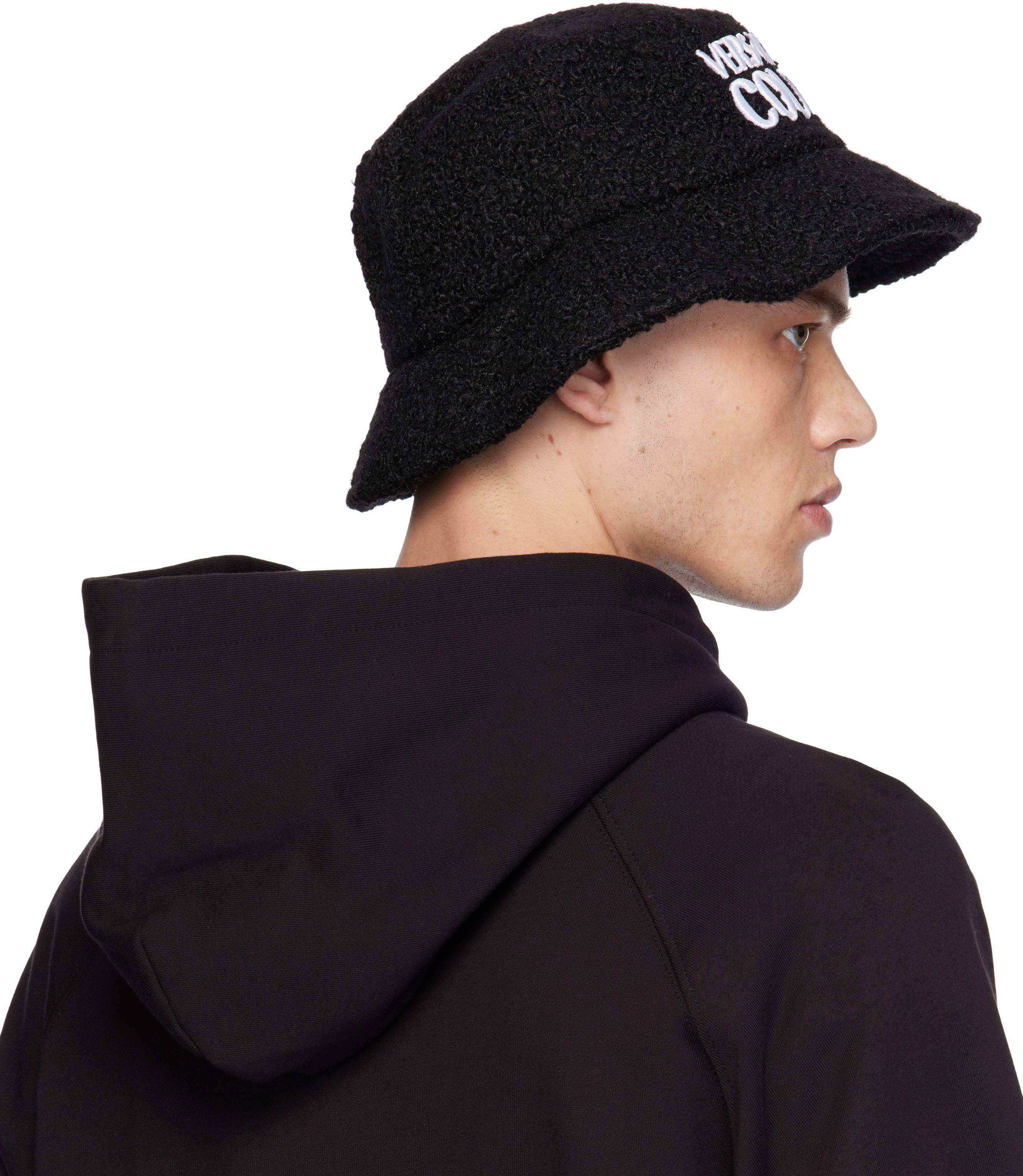 Versace Jeans Couture メンズ ブラック ウール ロゴ バケットハット  