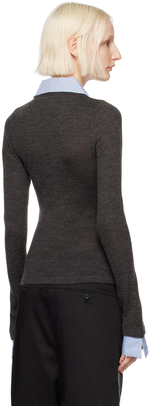OPEN YY Cotton Collar Cuffs Cardigan in Black | Lyst