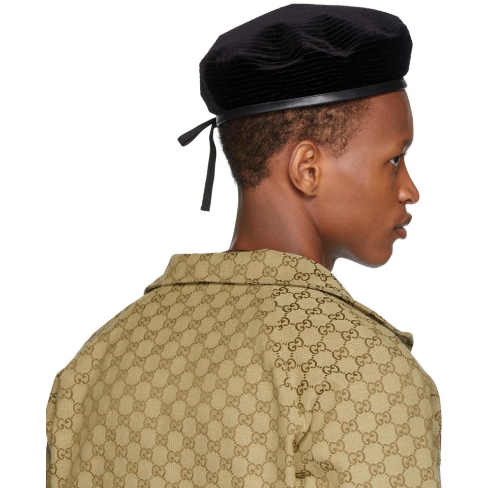 Gucci Black Velvet Beret for Men | Lyst