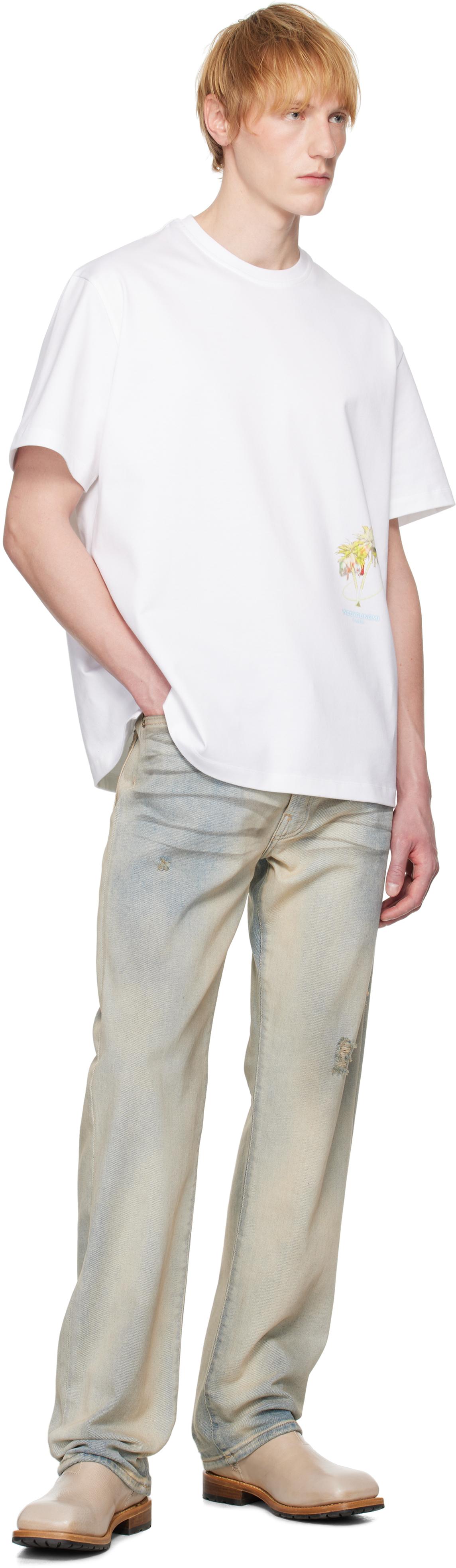 メンズ WOOYOUNGMI ホワイト Palm Tree グラフィックTシャツ