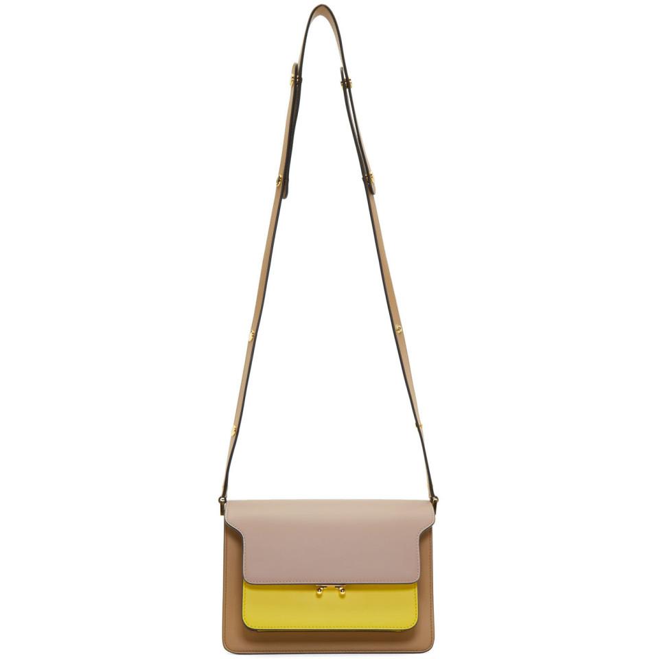 Marni Leather Pink And Yellow Medium Trunk Bag - Lyst