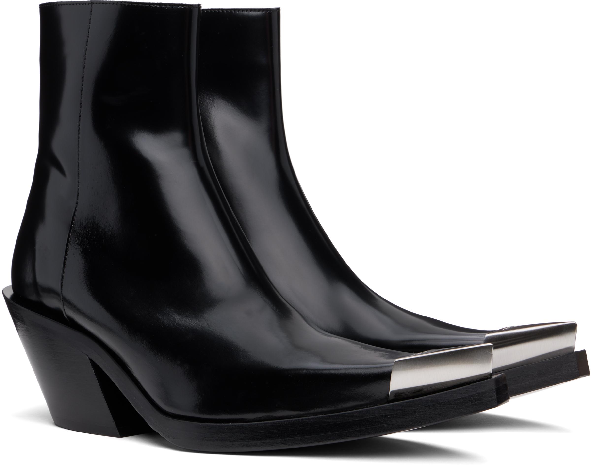 Achilles Ion Gabriel Black Leather Strap Shoes Size 42 Avant-Garde‎ Designer Achilles Ion Gabriel Black Bang Ankle Boots main image 3