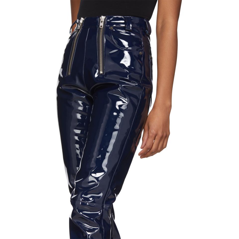 GmbH Thor Ruched Vinyl Trousers in Blue Lyst