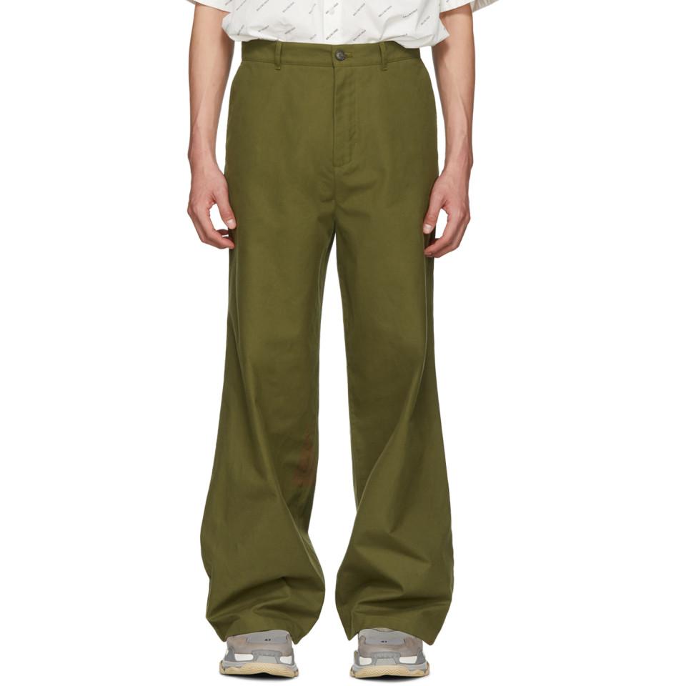 Balenciaga Cotton Khaki Baggy Trousers in Olive (Green) for Men - Lyst