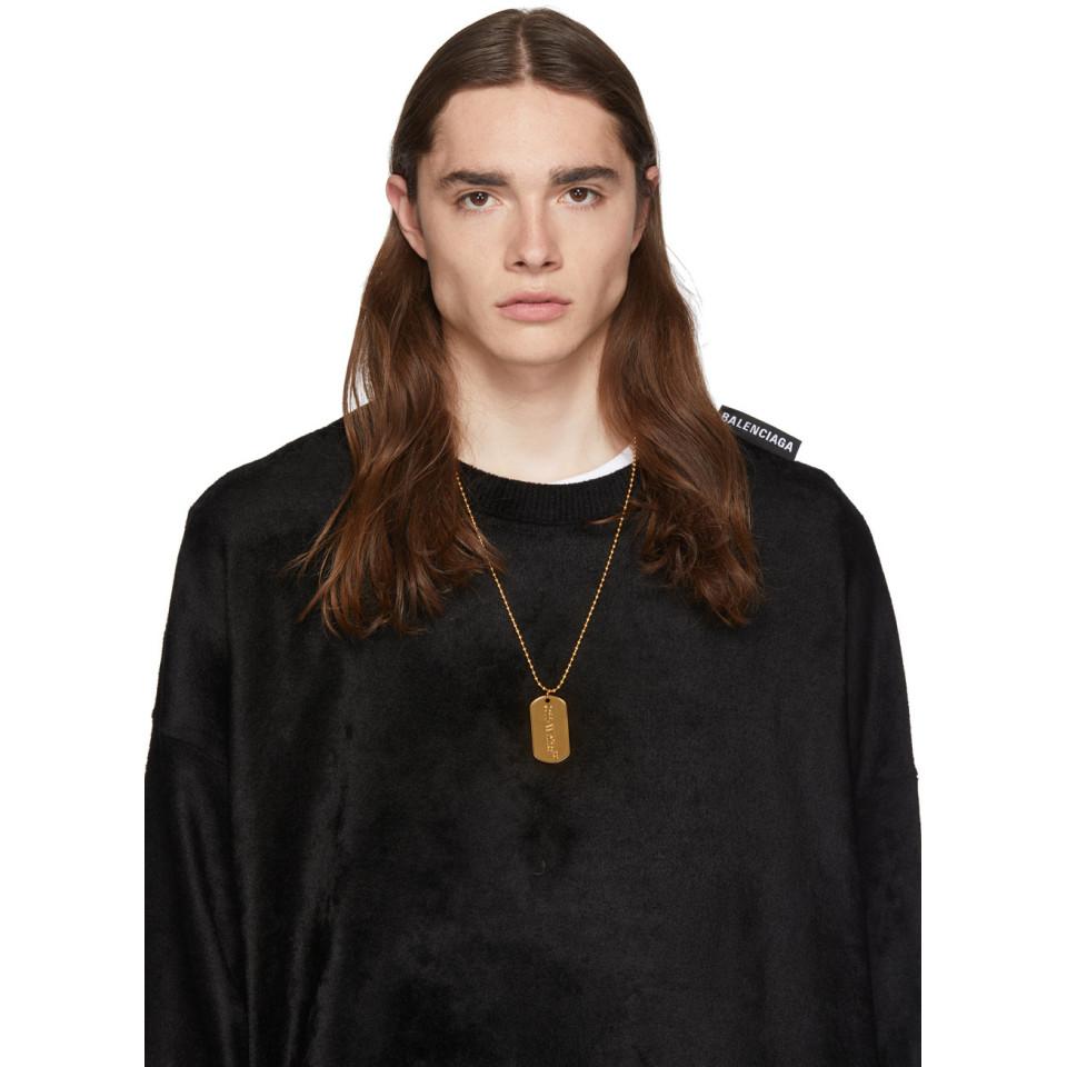 Off-White c/o Virgil Abloh Ssense Gold Logo Dog Tag Necklace in for | Lyst