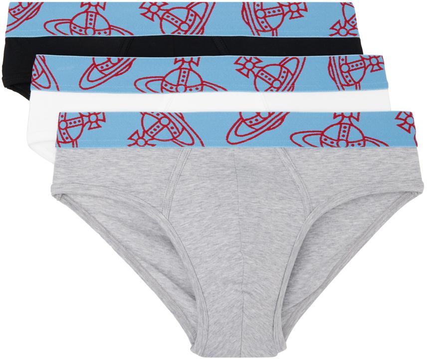 Vivienne Westwood メンズ グレー マルチカラー Orb ブリーフ 3 Vivienne Westwood メンズ グレー マルチカラー Orb ブリーフ 3