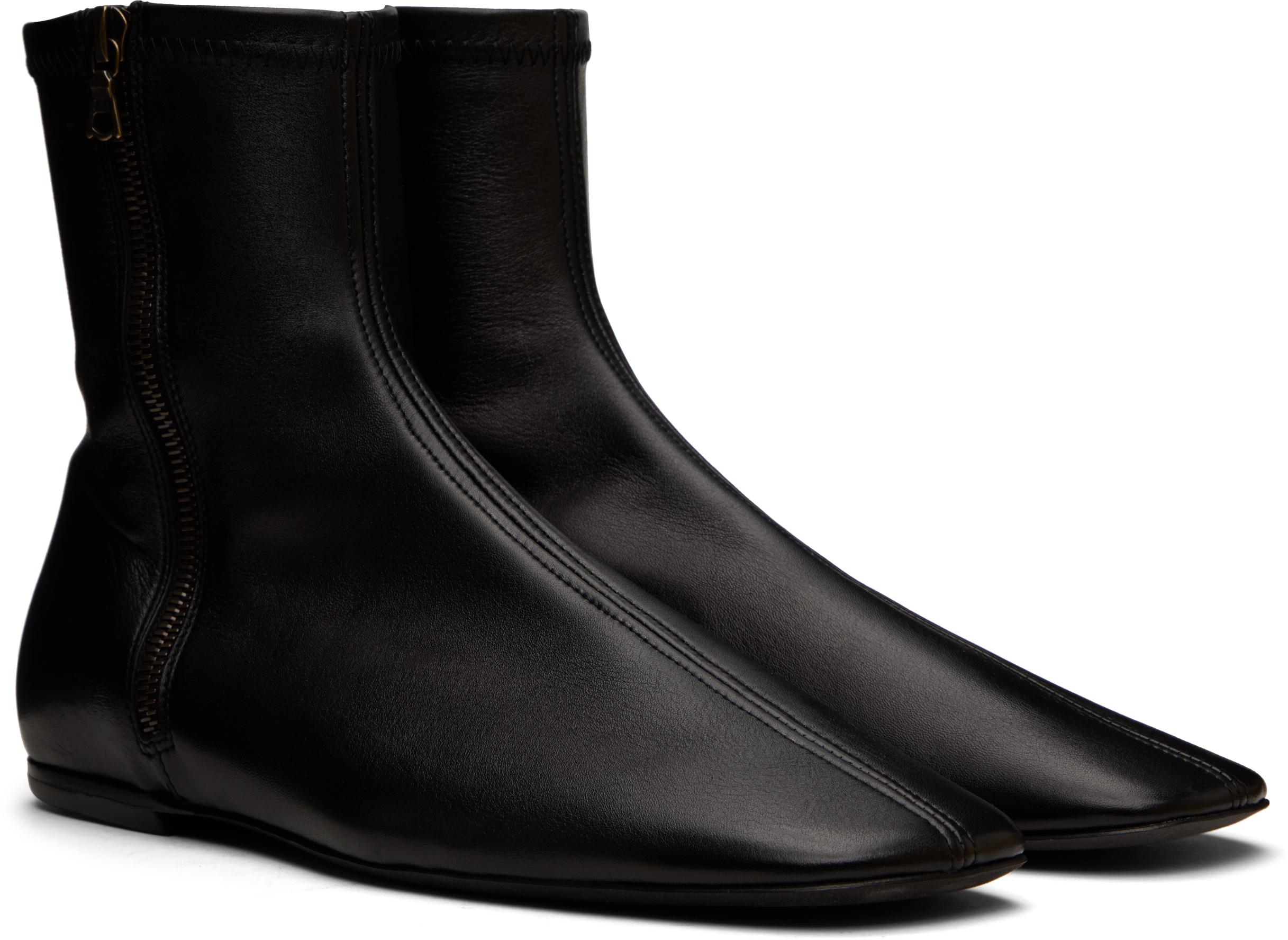 Dries Van Noten メンズ ブラック サイドジップブーツ ブーツ