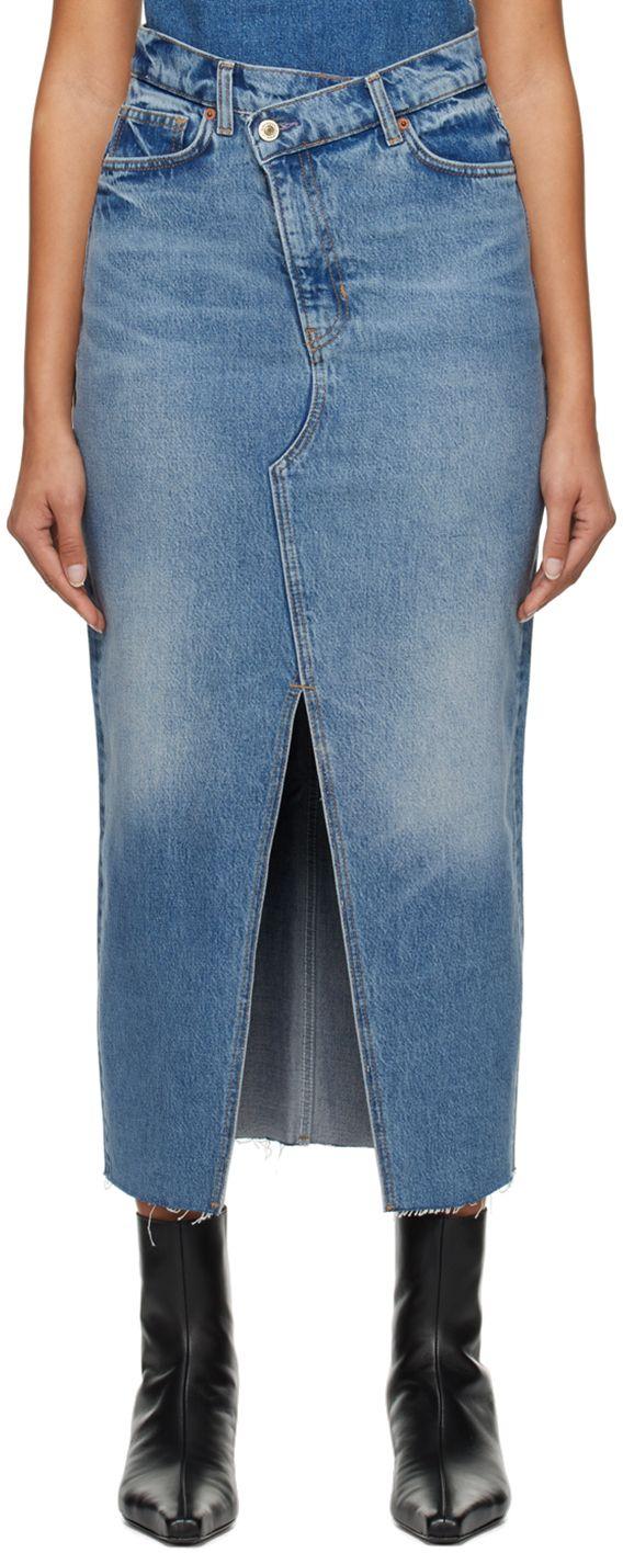 Reformation Blue Nila Denim Midi Skirt Lyst