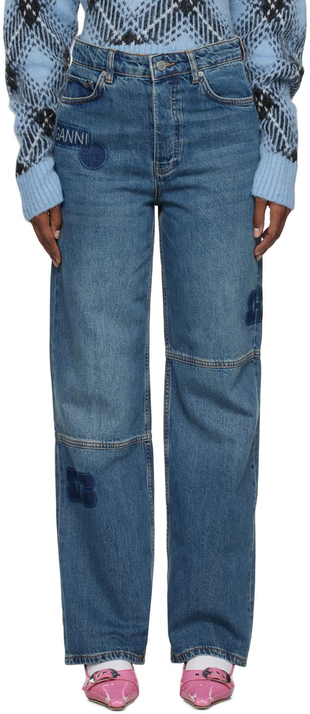 【関税＆送料込み】Ganni Straight Jeans GANNI drawstring-fastening straight-leg Jeans | Black | FARFETCH