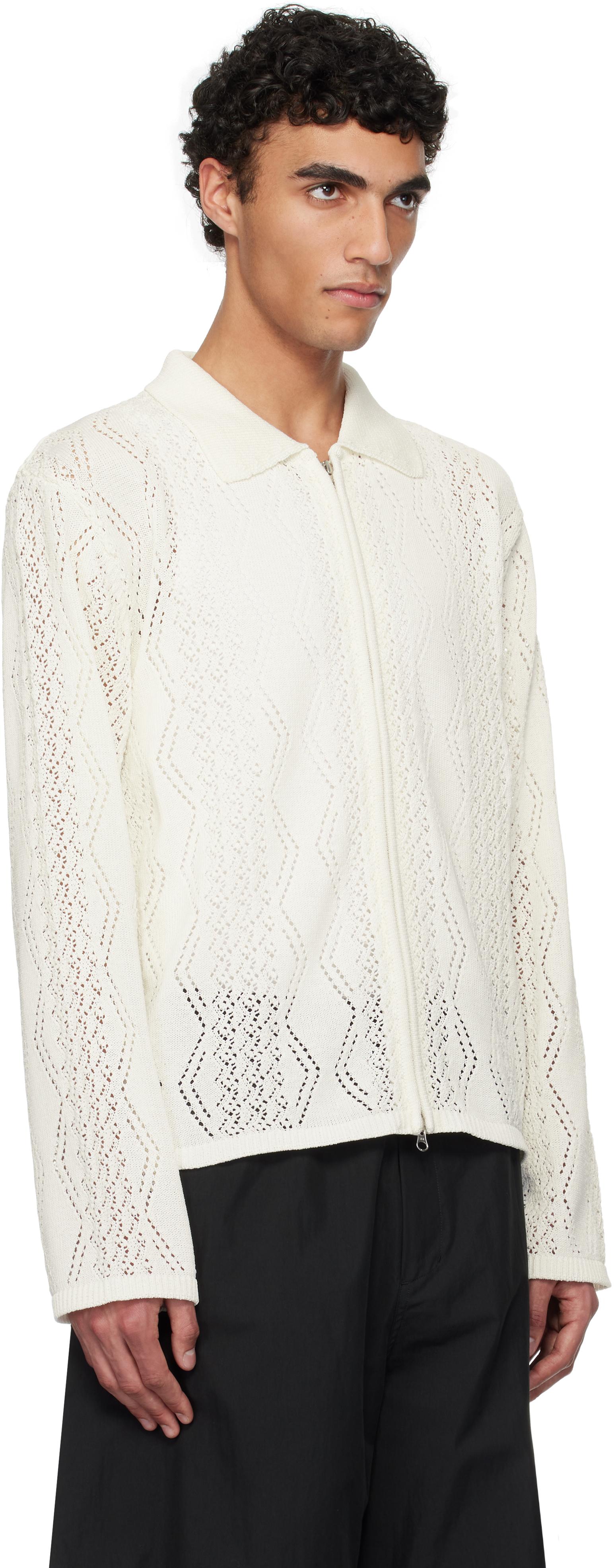 Amomento Crochet Zip-Up Cardigan in Black for Men | Lyst