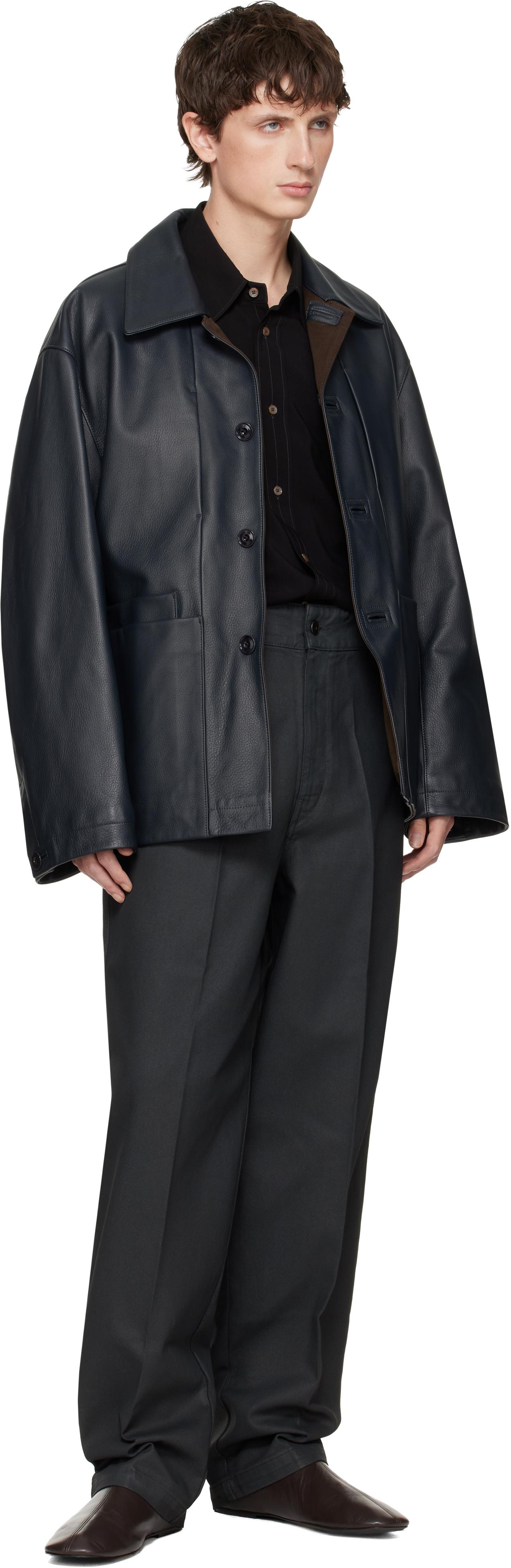 Lemaire Workwear Leather Jacket in Black for Men | Lyst