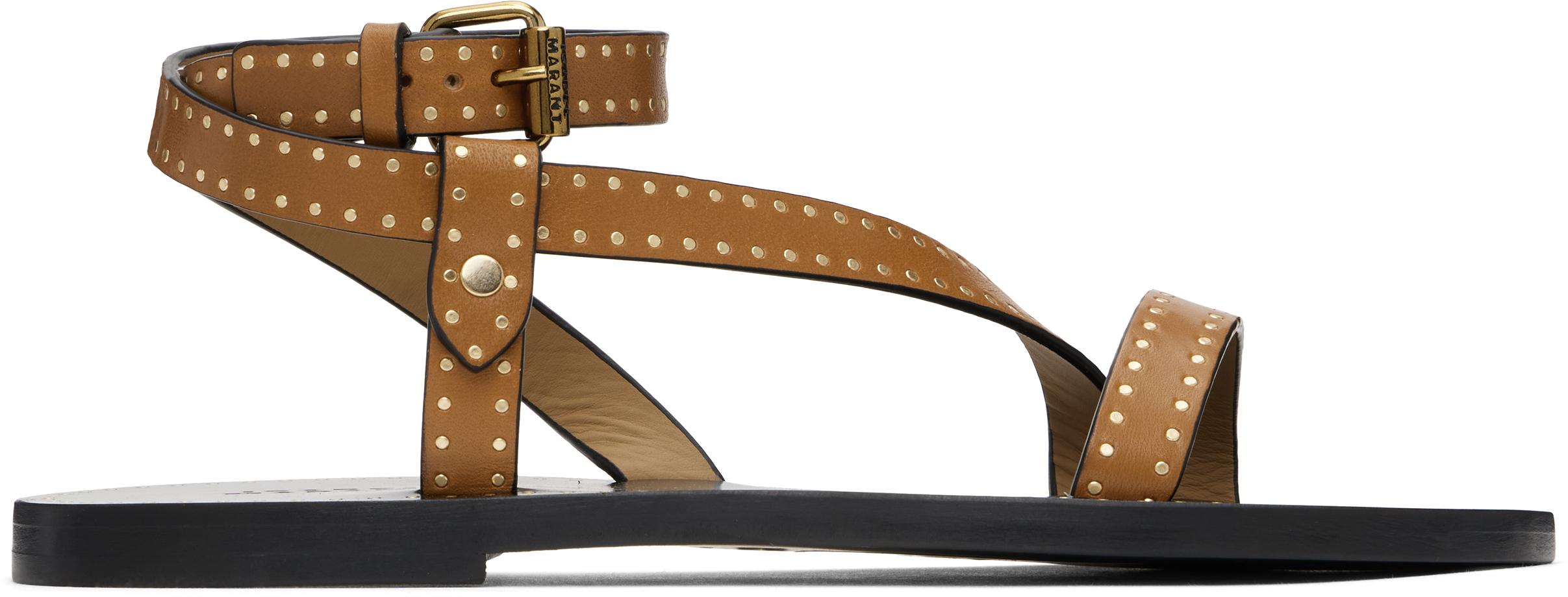 サンダル・ミュール ISABEL MARANT Camel Leather Jopee Sandals Isabel Marant Camel leather jopee sandals | The Fashion Square