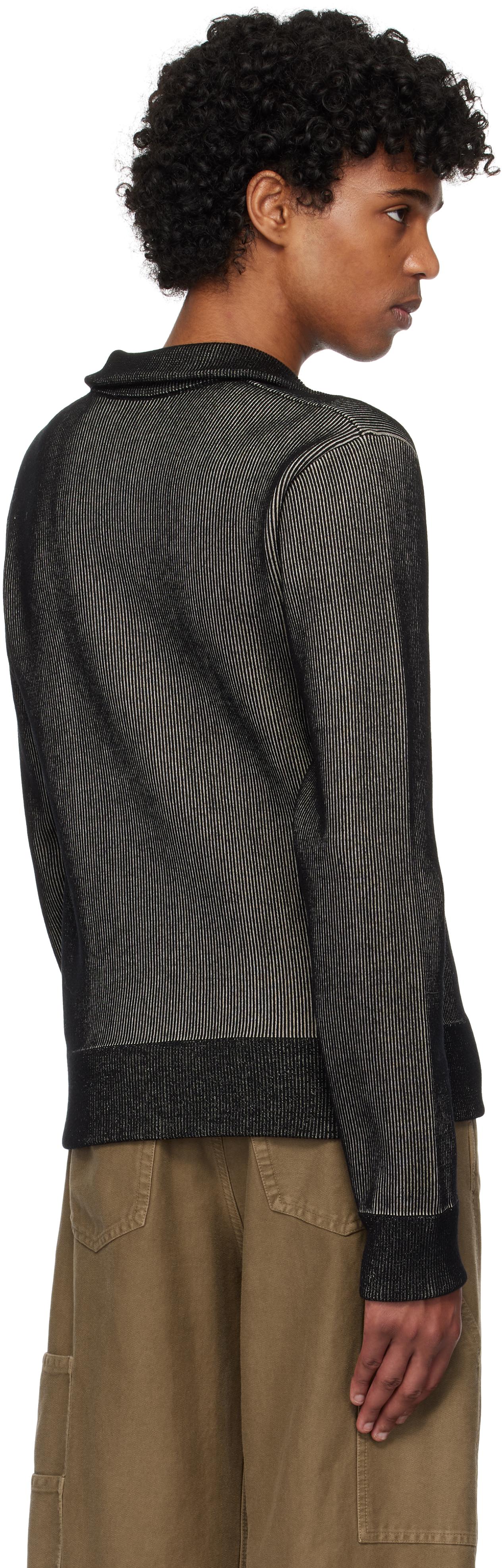 【Dries Van Noten】ブラック ジップアップセーター メンズ Dries Van Noten ブラック ジップアップセーター