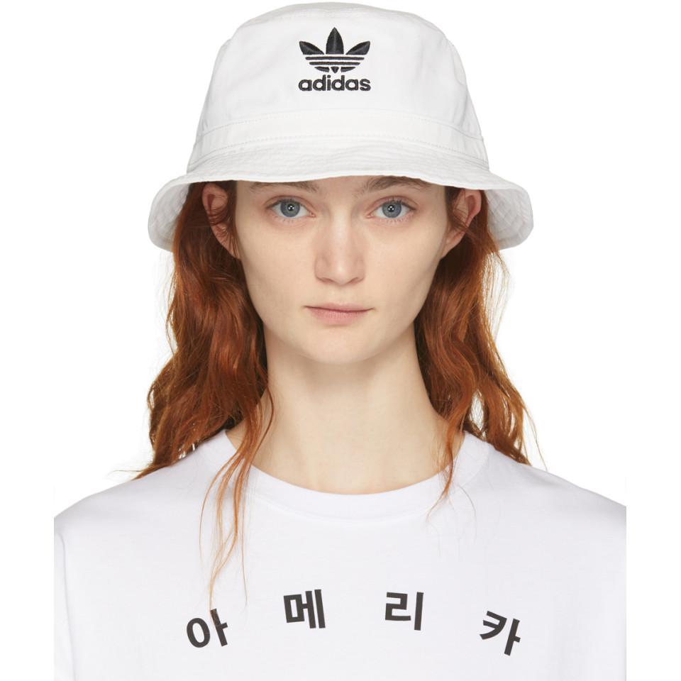 adidas Originals Cotton White Og Washed Bucket Hat - Lyst