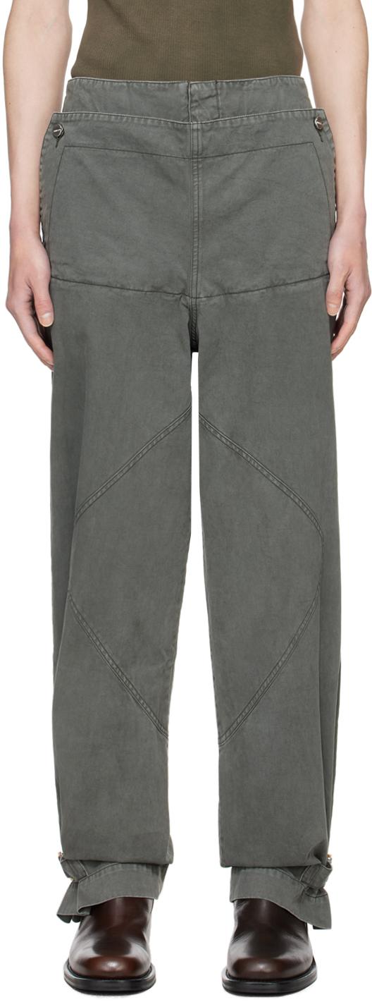 Dion Lee メンズ ブラック グレー シェルパンツ パンツ・スラックス 