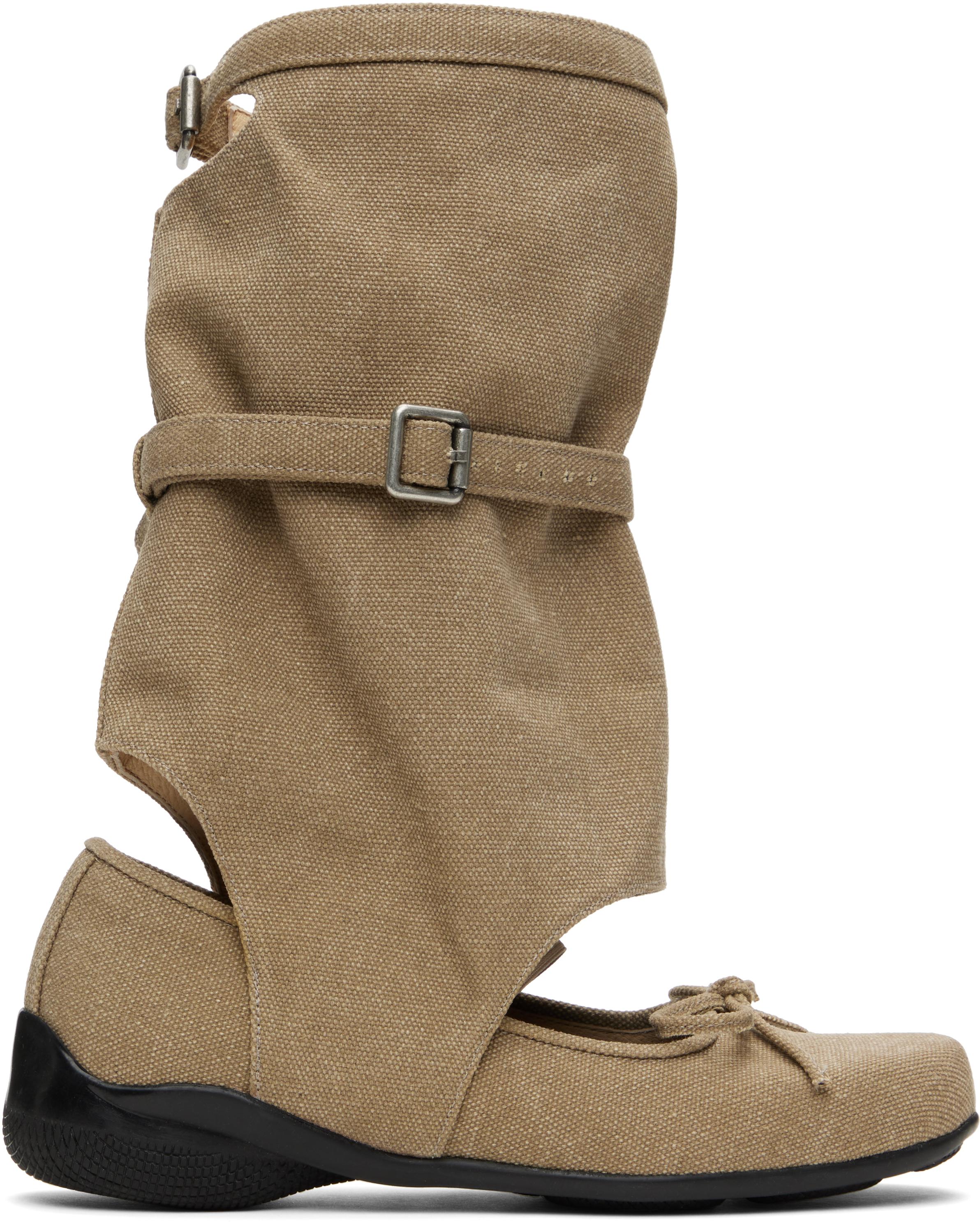 【Open Yy】 BALLET FLAT CUT-OUT BOOTS OPEN YY Ballet Flat Cut-Out Boots in Natural | Lyst