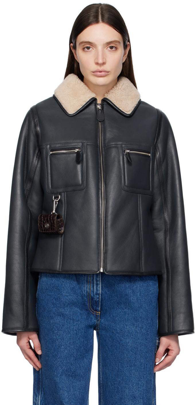【関税込み】Saks Potts レザー ジャケット Saks Potts Claria Leather Jacket in Destroyed Black | REVOLVE