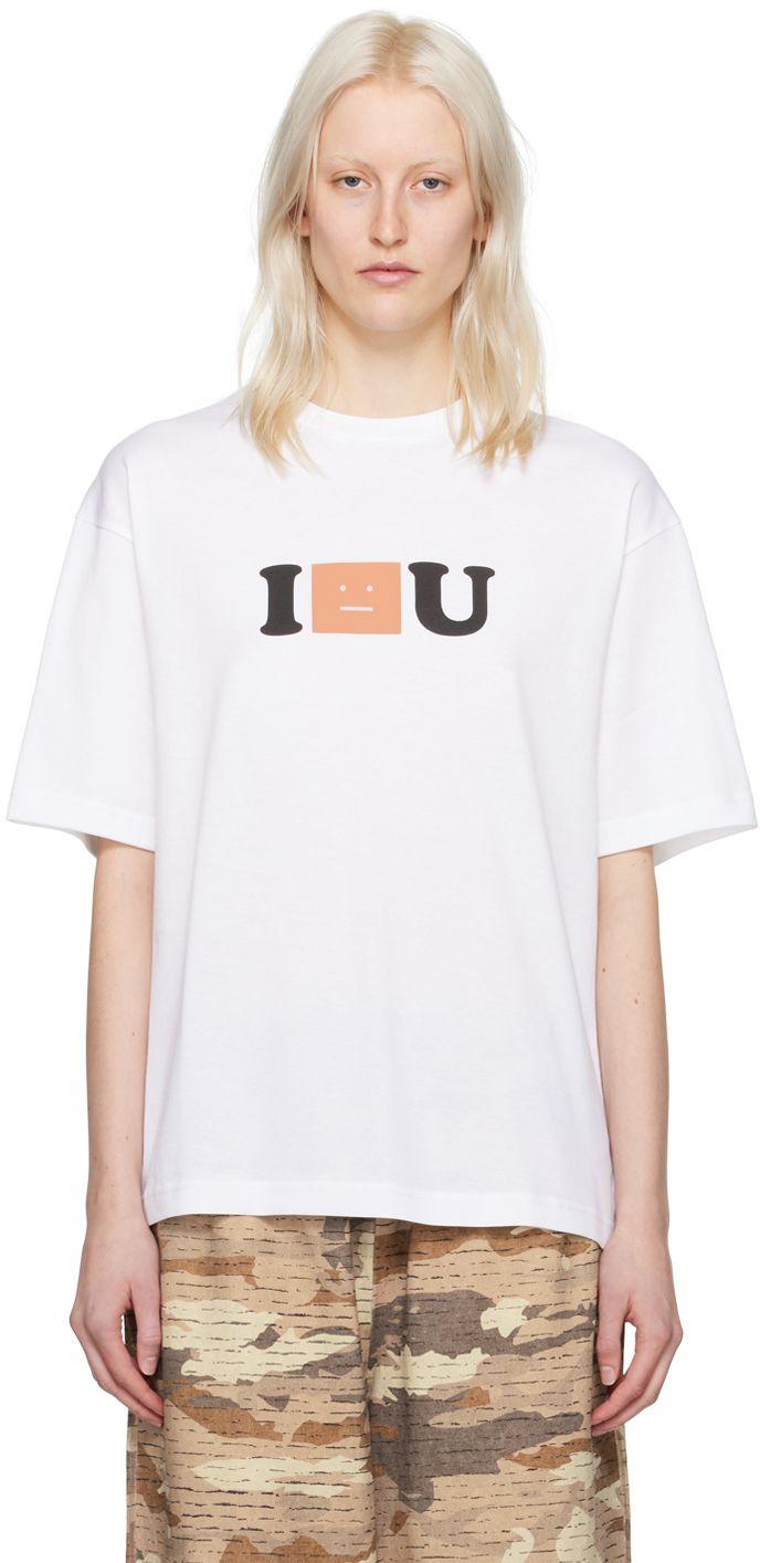 デザインが可愛い【Acne Studios】I Face U T-shirts Acne Studios White 'i Face U' T-shirt | Lyst
