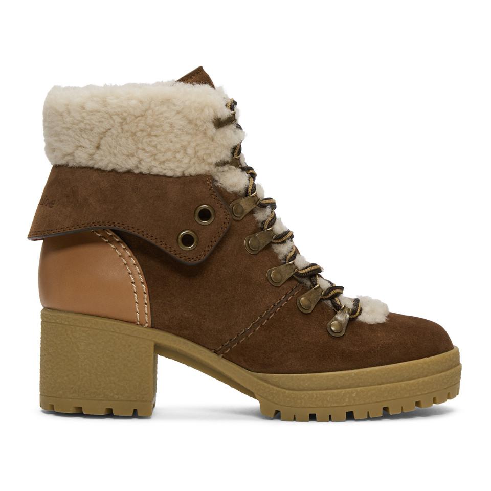 see by chloe shearling ankle boots