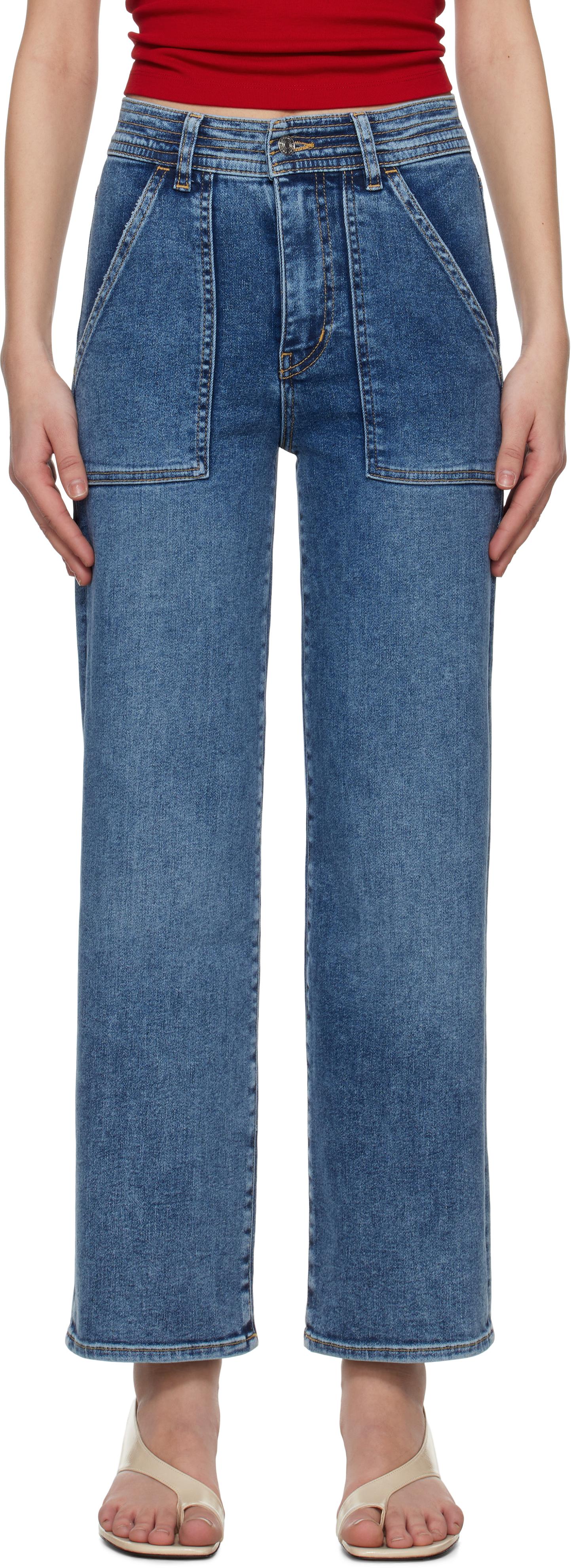 【関税込み】FRAME ブルー Trapunto ストレートジーンズ FRAME Trapunto Straight Jeans in Blue | Lyst